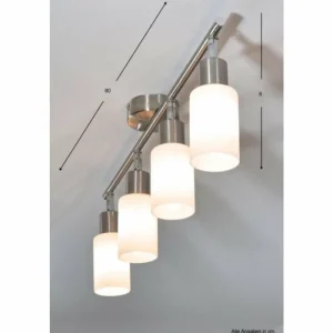 Luminaires Reality Spot de plafond Reality Acier inoxydable, Blanc, 4 lumières* Lampes En Verre