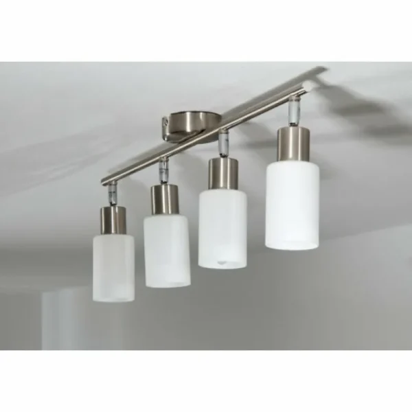 Luminaires Reality Spot de plafond Reality Acier inoxydable, Blanc, 4 lumières* Lampes En Verre