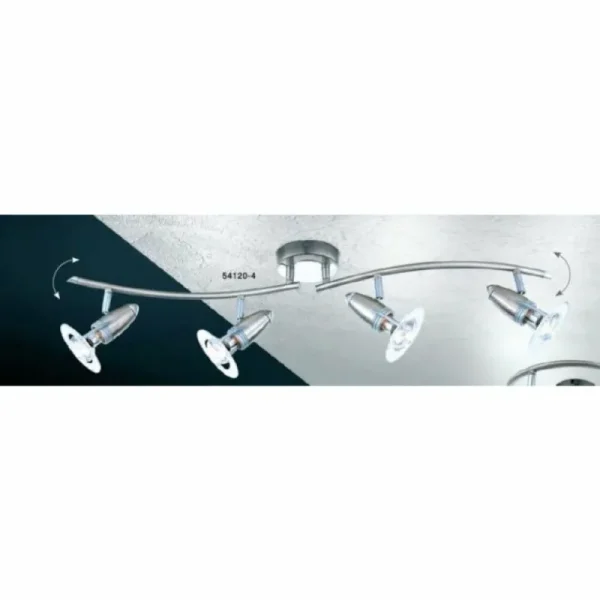 Luminaires Globo Lighting Spot Globo FRANCES I Chrome, Acier inoxydable, Nickel mat, 4 lumières* Lampes En Verre