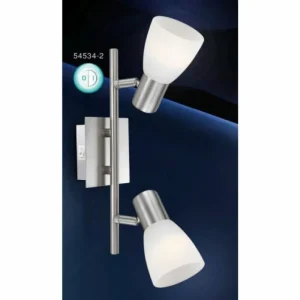 Luminaires Globo Lighting Spot Globo PARRY I Chrome, Nickel mat, 2 lumières* Lampes En Verre