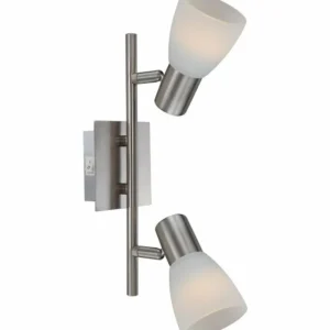 Luminaires Globo Lighting Spot Globo PARRY I Chrome, Nickel mat, 2 lumières* Lampes En Verre