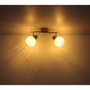 Luminaires Globo Lighting Spot Globo WILLY Nickel mat, 2 lumières* Lampes En Verre