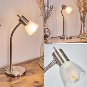 hofstein Stampen Lampe à poser Nickel mat, 1 lumière* Lampes En Verre