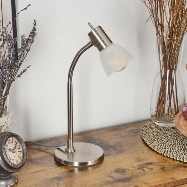 hofstein Stampen Lampe à poser Nickel mat, 1 lumière* Lampes En Verre