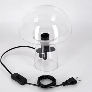 hofstein Style champignon Almagre Lampe à poser Noir, 1 lumière* Lampes En Verre