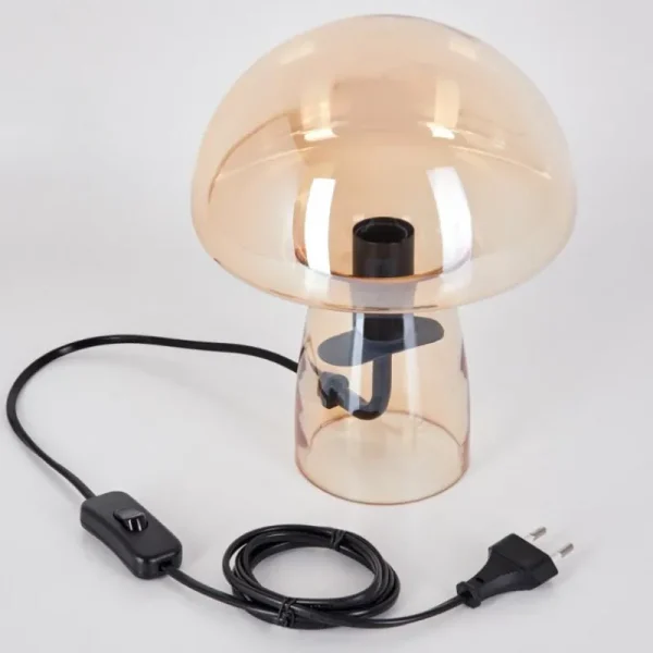 hofstein Style champignon Almagre Lampe à poser Noir, 1 lumière* Lampes En Verre