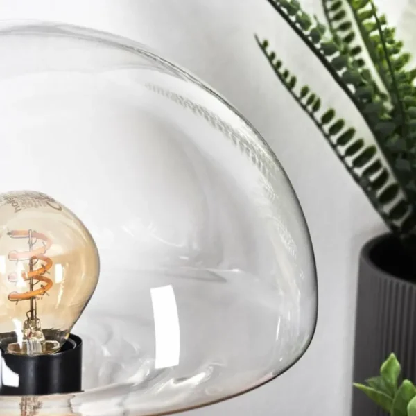 hofstein Style champignon Almagre Lampe à poser Noir, 1 lumière* Lampes En Verre