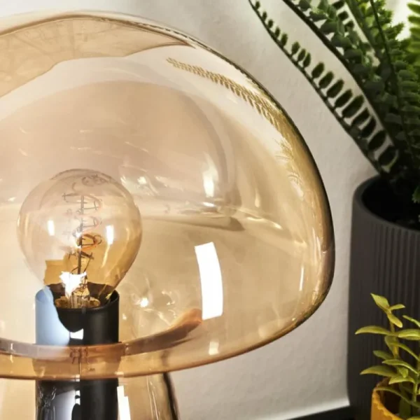 hofstein Style champignon Almagre Lampe à poser Noir, 1 lumière* Lampes En Verre