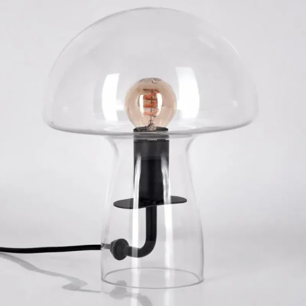 hofstein Style champignon Almagre Lampe à poser Noir, 1 lumière* Lampes En Verre