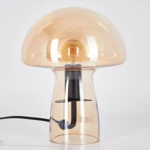 hofstein Style champignon Almagre Lampe à poser Noir, 1 lumière* Lampes En Verre