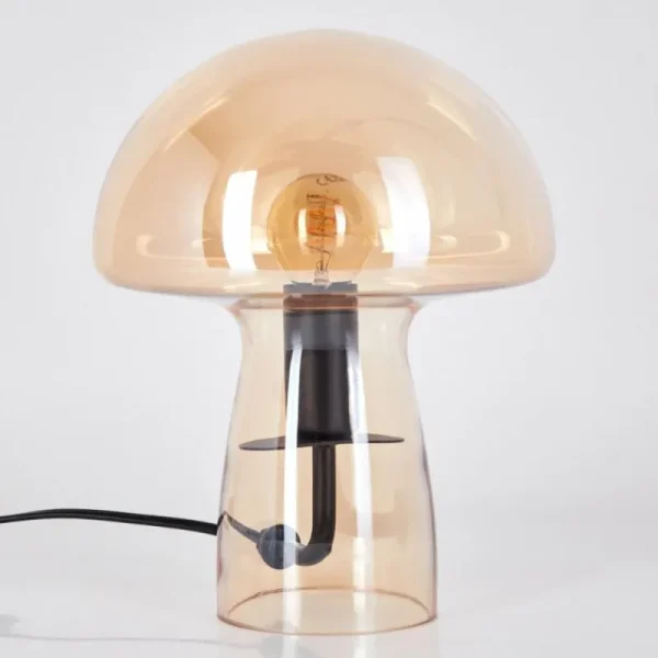 hofstein Style champignon Almagre Lampe à poser Noir, 1 lumière* Lampes En Verre