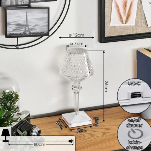 hofstein Style champignon Balsa Lampe à poser, Liseuse LED Transparent, 1 lumière* Lampes Modernes