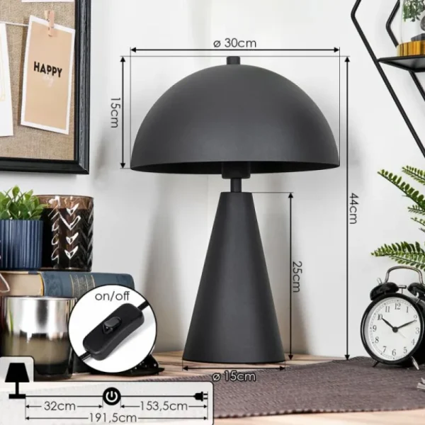hofstein Style champignon Nor Lampe à poser Noir, 1 lumière* Lampes Modernes