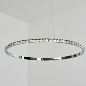 hofstein Suspension Avelar LED Chrome, Transparent, 1 lumière* Lampes En Verre