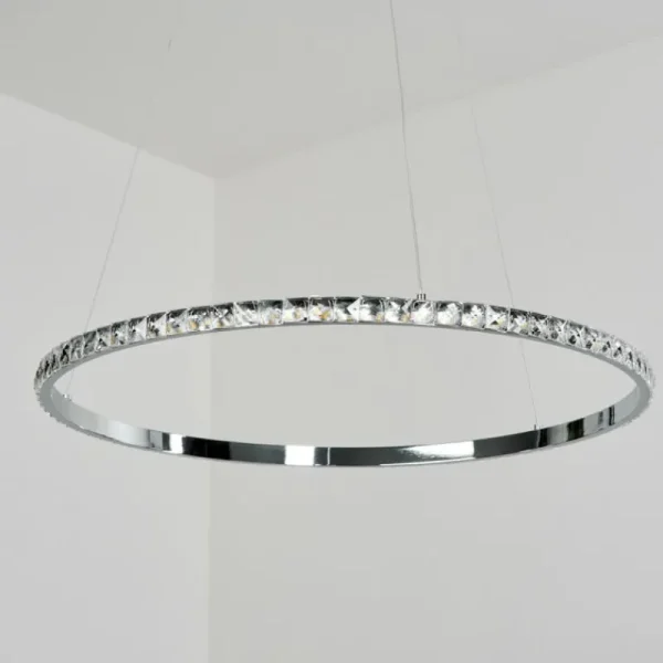 hofstein Suspension Avelar LED Chrome, Transparent, 1 lumière* Lampes En Verre