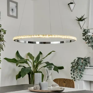 hofstein Suspension Avelar LED Chrome, Transparent, 1 lumière* Lampes En Verre