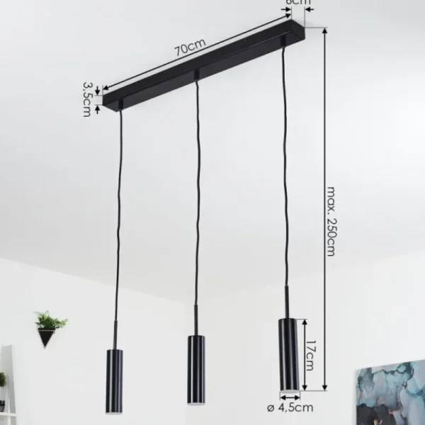 hofstein Suspension Dalheim LED Noir, 3 lumières* Lampes Modernes