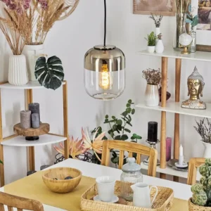 hofstein Suspension Golpilhal Or, Clair, 1 lumière* Lampes En Verre
