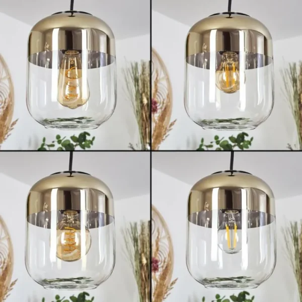 hofstein Suspension Golpilhal Or, Clair, 1 lumière* Lampes En Verre