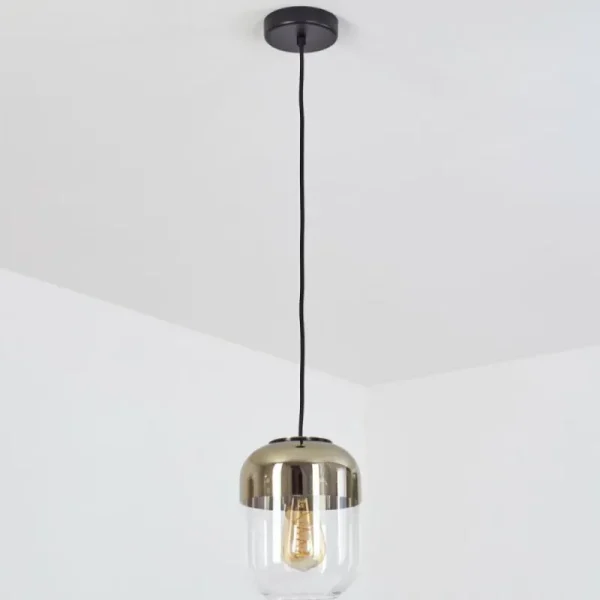 hofstein Suspension Golpilhal Or, Clair, 1 lumière* Lampes En Verre