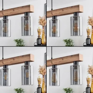 hofstein Suspension Hunouri Brun, Couleur bois, Noir, 6 lumières* Lampes Modernes