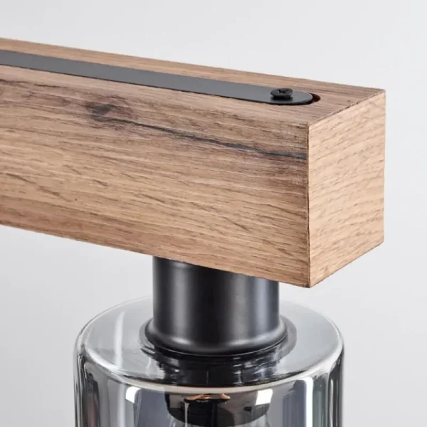 hofstein Suspension Hunouri Brun, Couleur bois, Noir, 6 lumières* Lampes Modernes