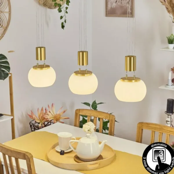 hofstein Suspension Izenave LED Laiton, 3 lumières* Lampes En Verre