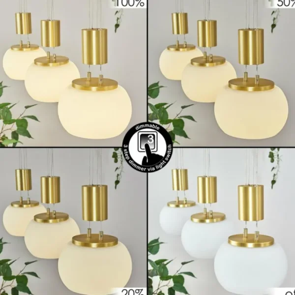 hofstein Suspension Izenave LED Laiton, 3 lumières* Lampes En Verre