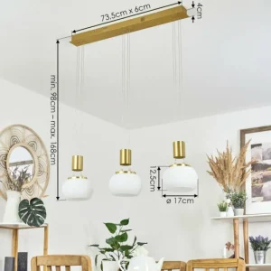 hofstein Suspension Izenave LED Laiton, 3 lumières* Lampes En Verre