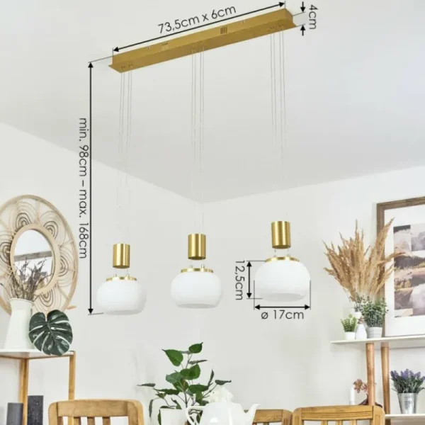 hofstein Suspension Izenave LED Laiton, 3 lumières* Lampes En Verre