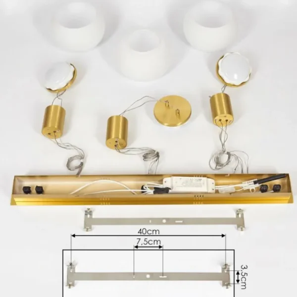 hofstein Suspension Izenave LED Laiton, 3 lumières* Lampes En Verre
