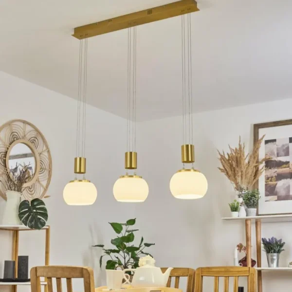 hofstein Suspension Izenave LED Laiton, 3 lumières* Lampes En Verre