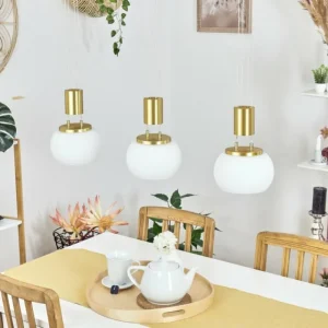 hofstein Suspension Izenave LED Laiton, 3 lumières* Lampes En Verre