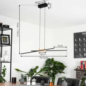 hofstein Suspension Meiral LED Noir, 2 lumières* Lampes Modernes
