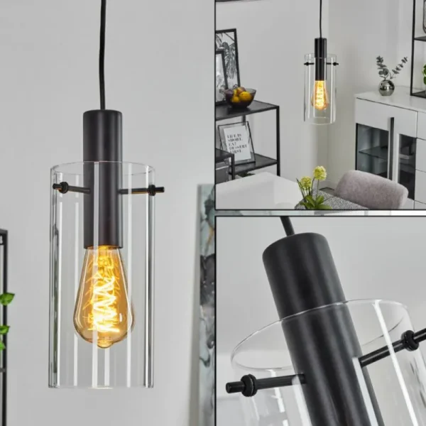 hofstein Suspension Miaqui Noir, 1 lumière* Lampes En Verre