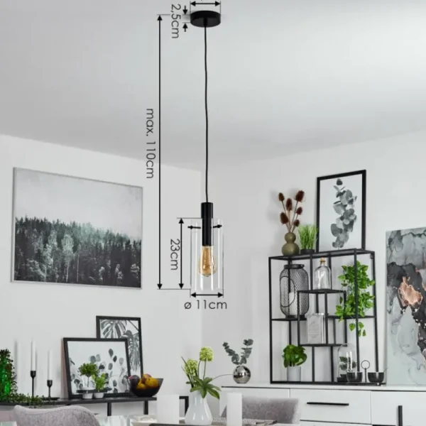 hofstein Suspension Miaqui Noir, 1 lumière* Lampes En Verre
