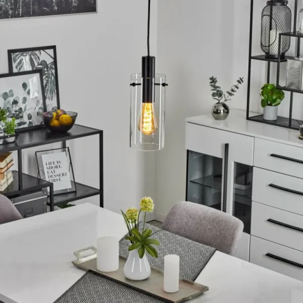 hofstein Suspension Miaqui Noir, 1 lumière* Lampes En Verre