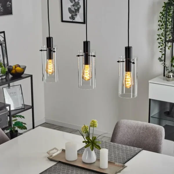 hofstein Suspension Miaqui Noir, 3 lumières* Lampes En Verre