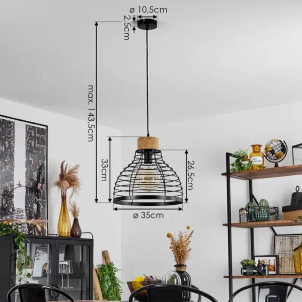 hofstein Suspension Omba Écru, Noir, 1 lumière* Lampes Modernes