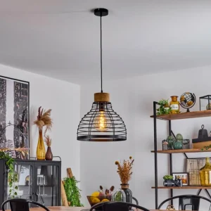 hofstein Suspension Omba Écru, Noir, 1 lumière* Lampes Modernes