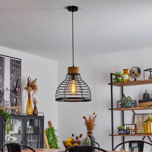 hofstein Suspension Omba Écru, Noir, 1 lumière* Lampes Modernes