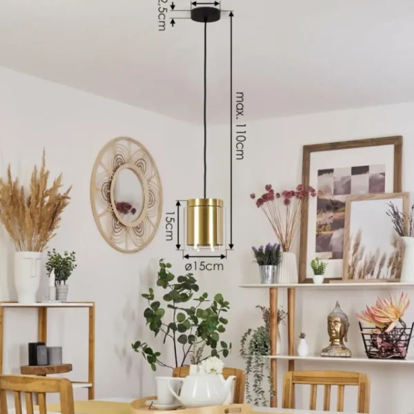hofstein Suspension Pimeirol Noir, 1 lumière* Lampes En Verre