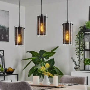 hofstein Suspension Rasperden Noir, 3 lumières* Lampes En Verre
