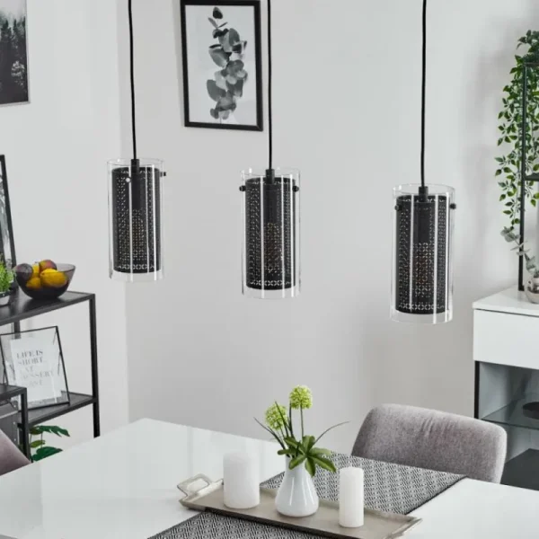 hofstein Suspension Rasperden Noir, 3 lumières* Lampes En Verre