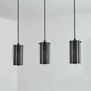 hofstein Suspension Rasperden Noir, 3 lumières* Lampes En Verre