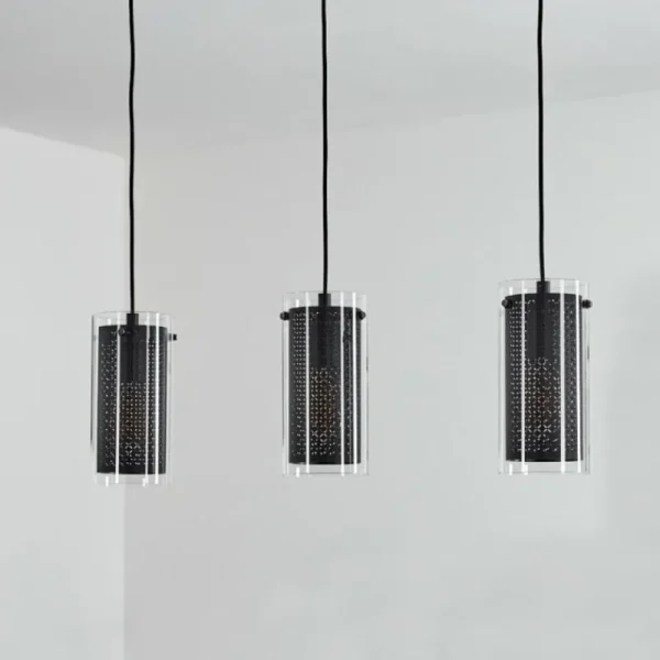 hofstein Suspension Rasperden Noir, 3 lumières* Lampes En Verre