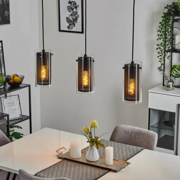 hofstein Suspension Rasperden Noir, 3 lumières* Lampes En Verre