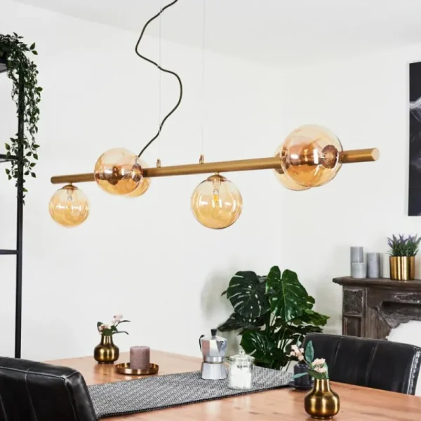 hofstein Suspension Remaisnil Laiton, 6 lumières* Lampes En Verre