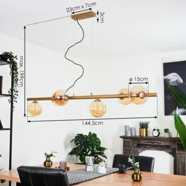 hofstein Suspension Remaisnil Laiton, 6 lumières* Lampes En Verre