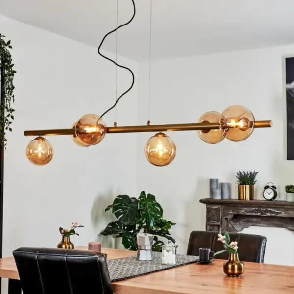 hofstein Suspension Remaisnil Laiton, 6 lumières* Lampes En Verre
